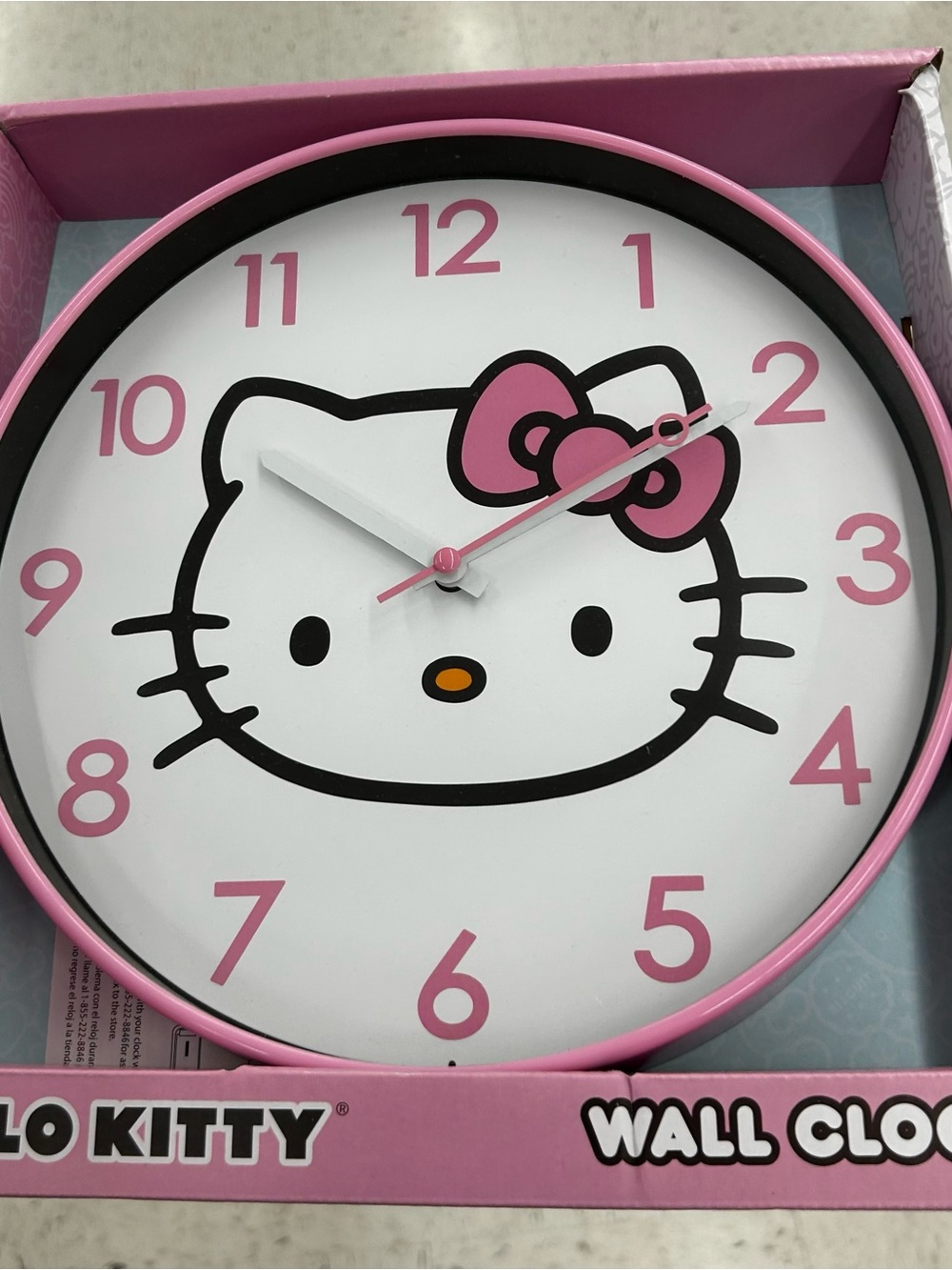 Hello Kitty Pink and White Wall Clock with Bow